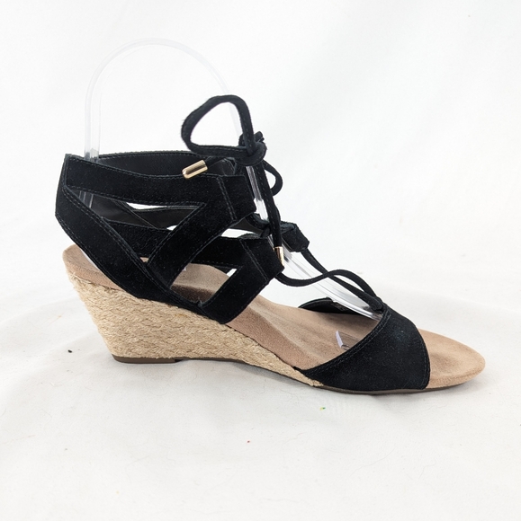 Vionoc Tansy Sandals Black Rope Wedge Heel Size 8 - Picture 7 of 11